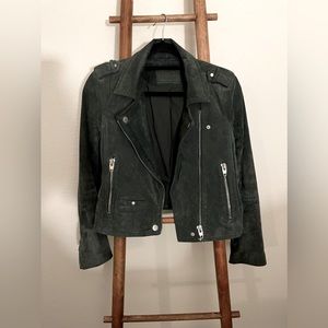 Green motorcycle suede jacket